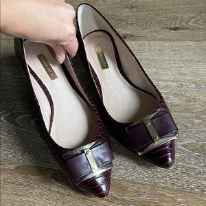 Louise et Cie Burgundy Flats with Bow Accent